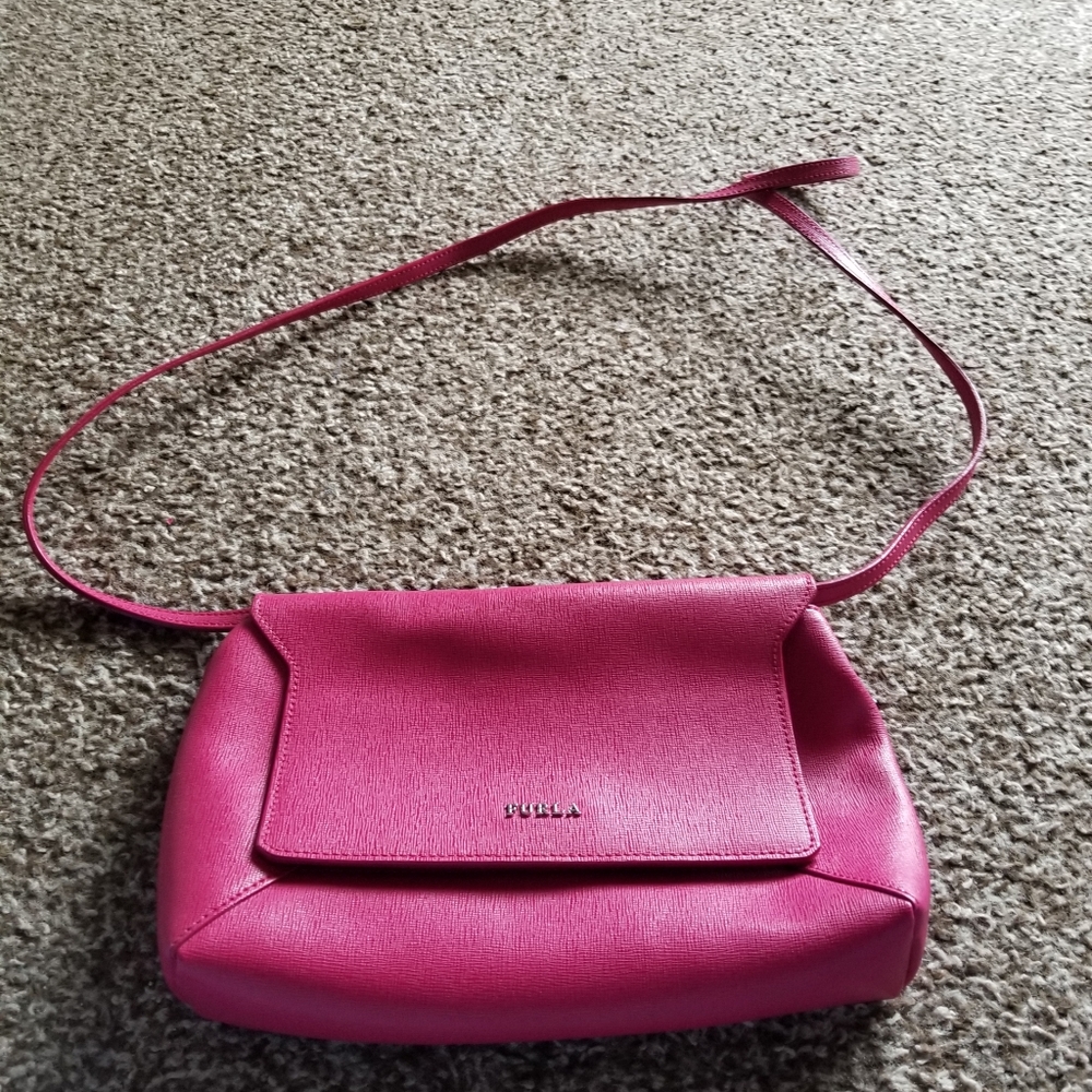 HOT PINK FURLA CROSSBODY/CLUTCH PURSE